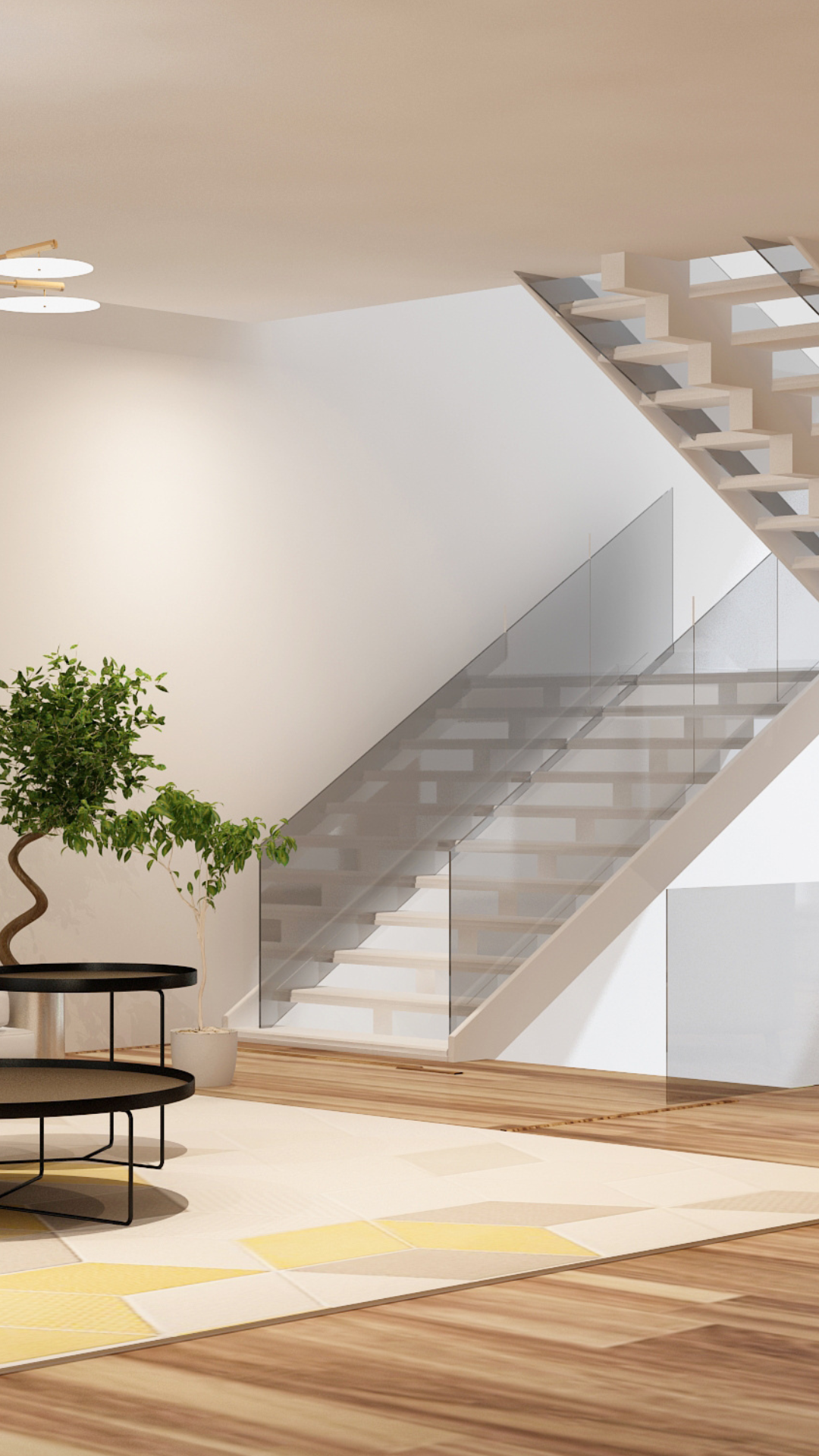 Modern stairs with glass 