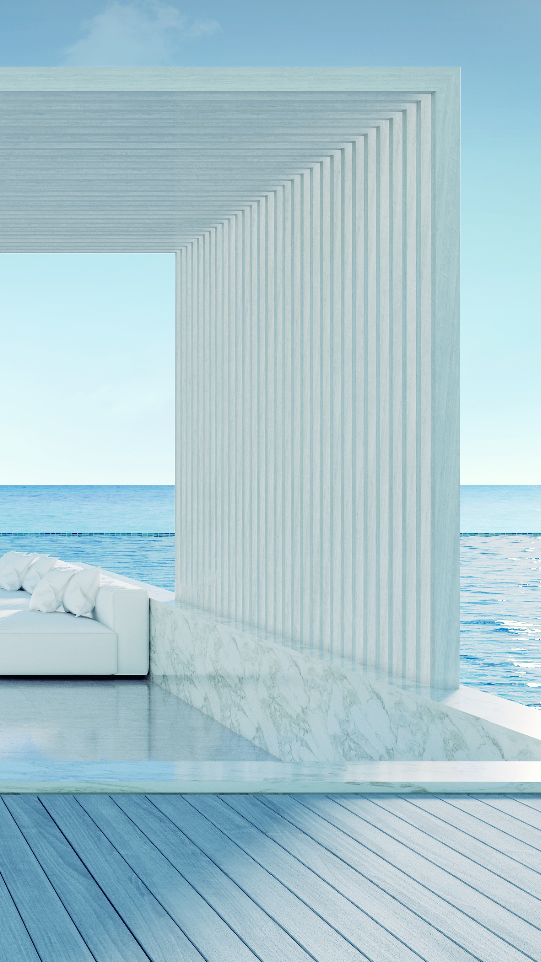 Outdoor Pergola in a modern villa, sunken seating area 